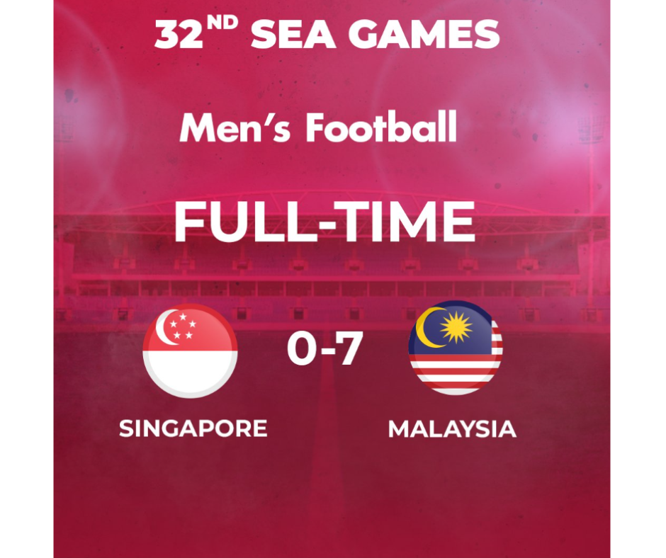 Singaporean football team gets trashed 0-7 by malaysia in final sea games 2023 match