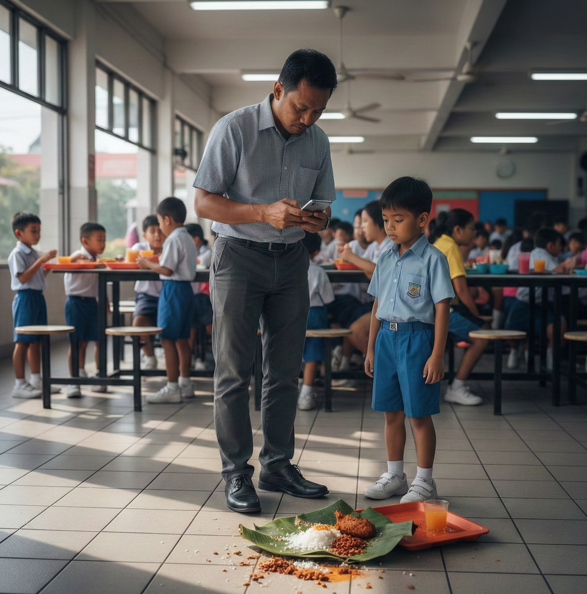 Father knock down student food