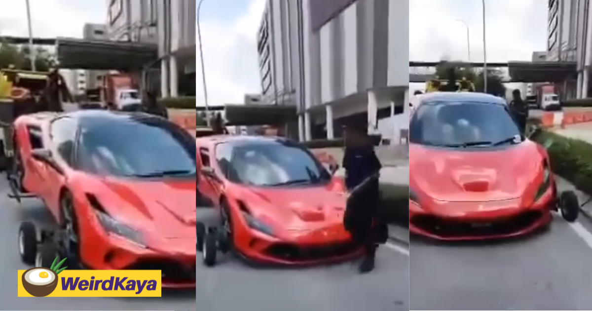 Ferrari seen being towed away in shah alam after owner allegedly parked it illegally | weirdkaya