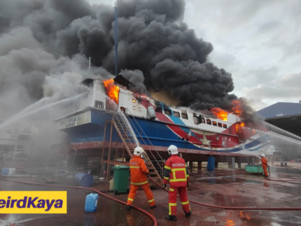 Ferry Under Repair At Langkawi Shipyard Caught Fire