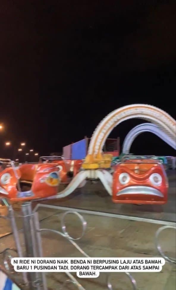 2 women & 1 child injured after thrown from 'sotong' ride at a fun fair in selangor