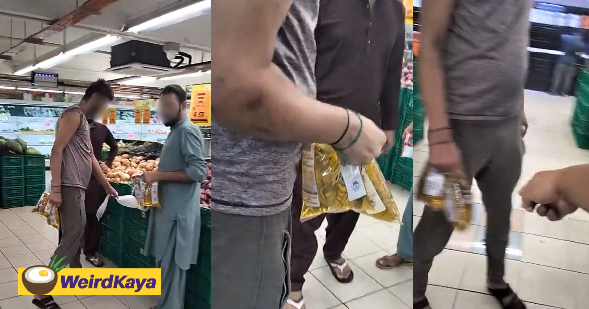 Foreign Worker Tries To Buy Subsidised Cooking Oil But Backs Off After M'sian Confronts Him