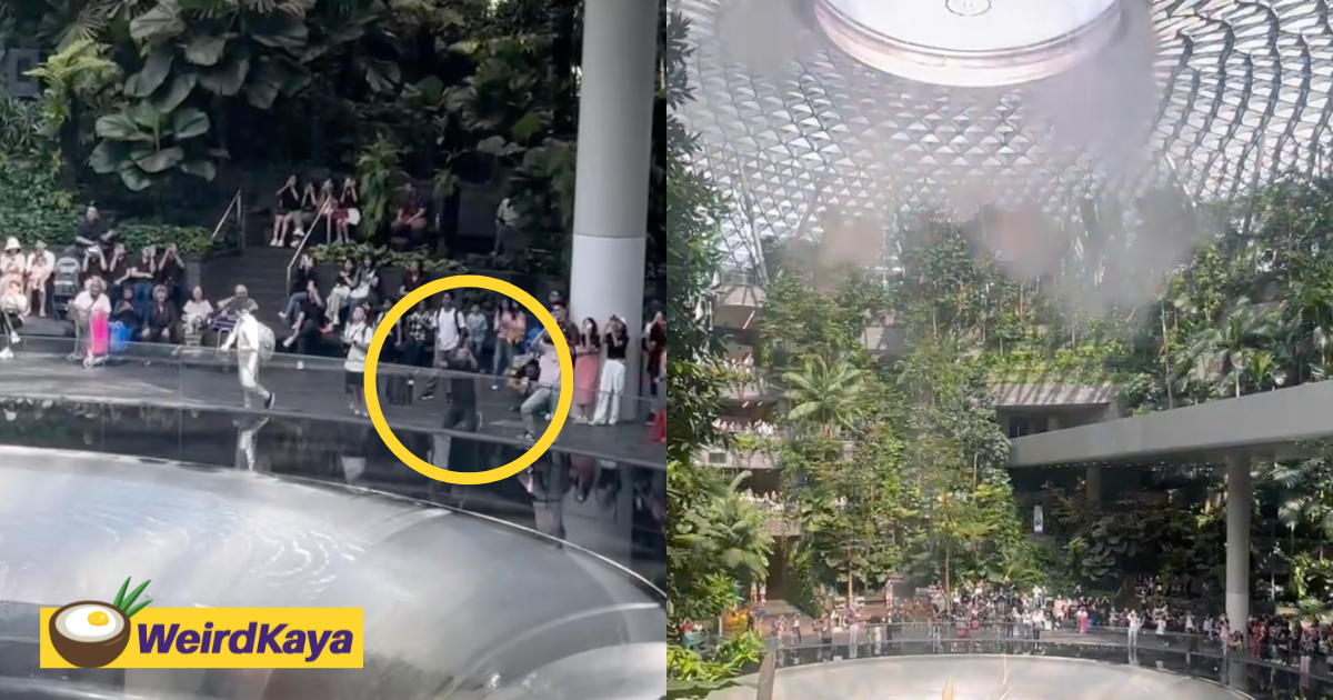 Foreigner spotted on his knees praying in front of sg's iconic jewel changi rain vortex | weirdkaya