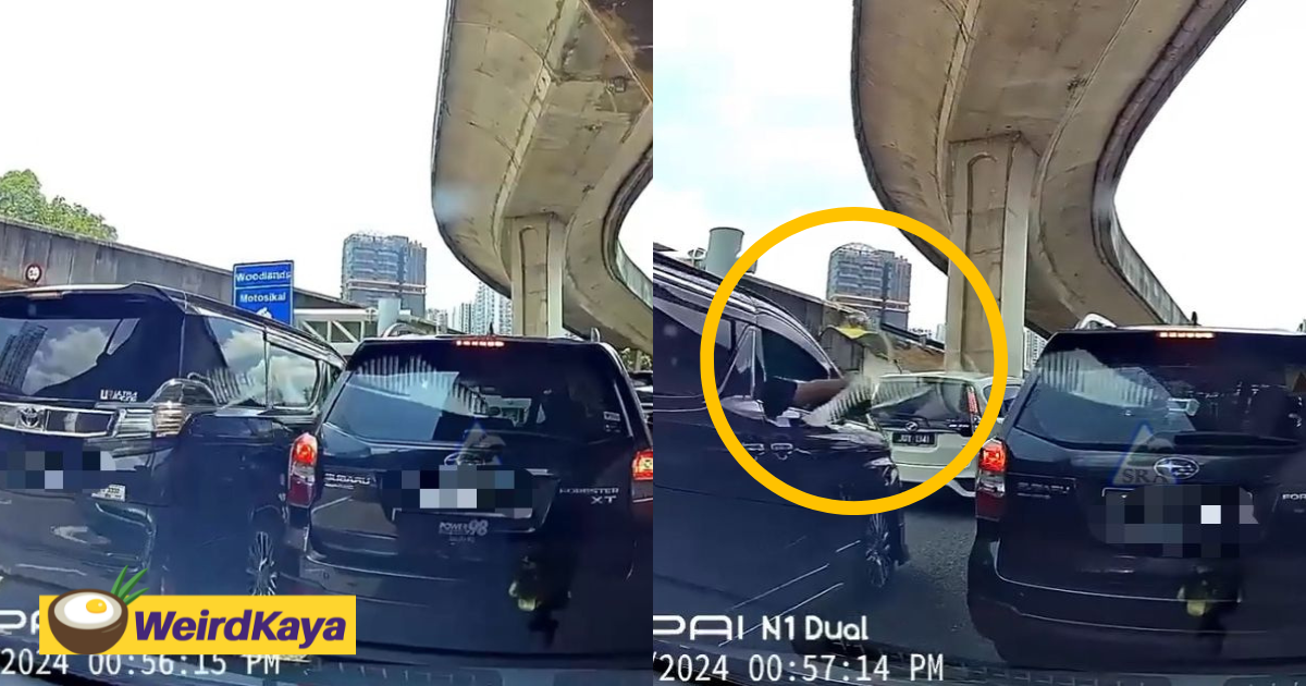 Frustrated m'sian driver splashes water on s'porean vehicle over lane issue | weirdkaya