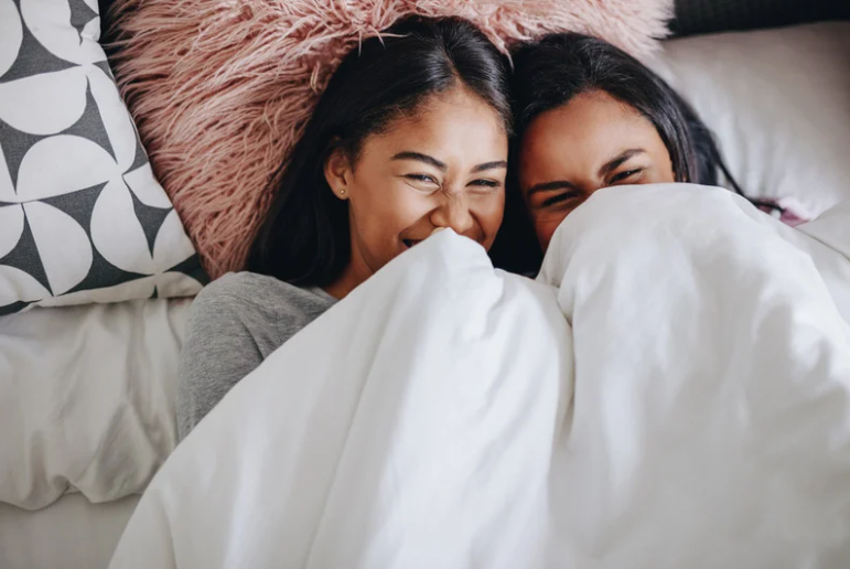 Girls having a sleepover