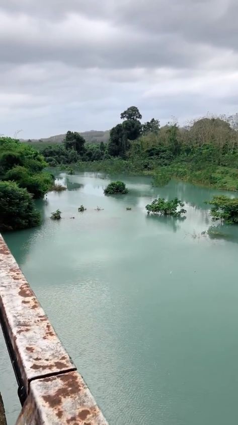River turned into jade green at machang, kelantan