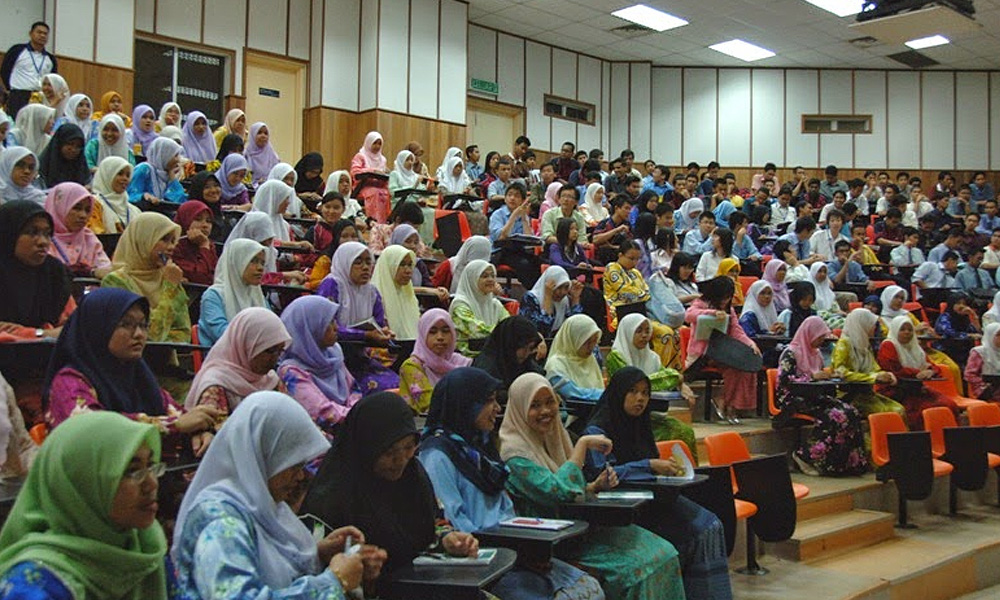 Group of malay students at a college in malaysia