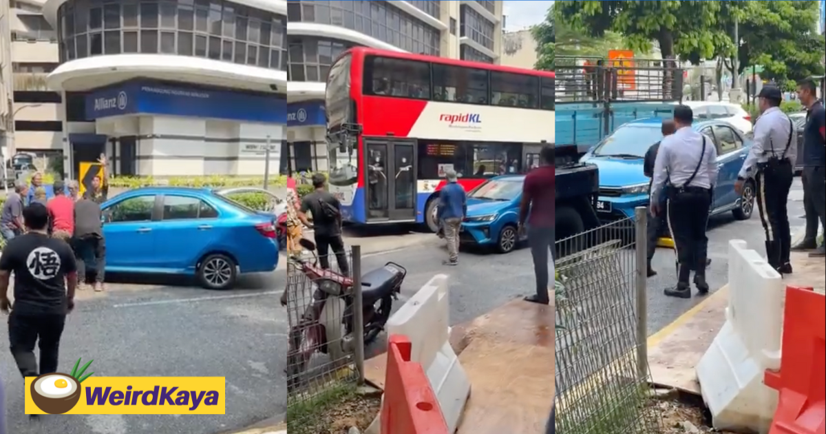 Group Of Passersby Moves Illegally Parked Perodua Bezza That Was Obstructing Traffic In KL