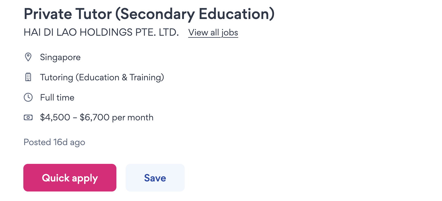 Haidilao s’pore is recruiting secondary school private tutor with salary of up to rm23k | weirdkaya