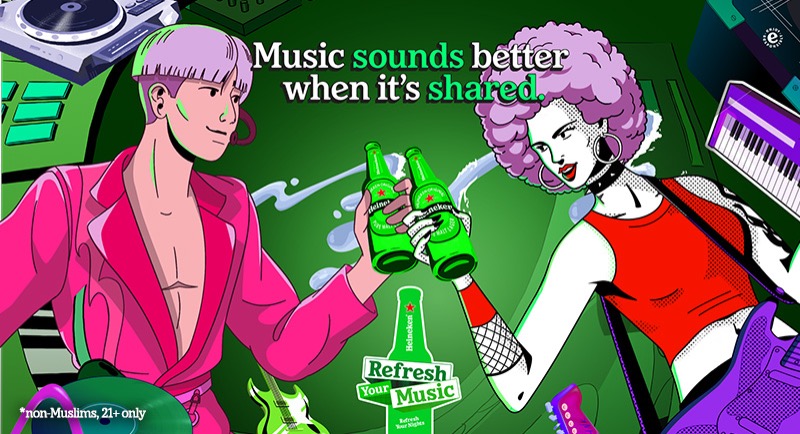Heineken refresh your music, refresh your nights poster