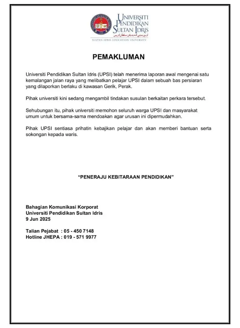 Here’s What We Know So Far About The UPSI Bus Crash That Claimed 15 Lives