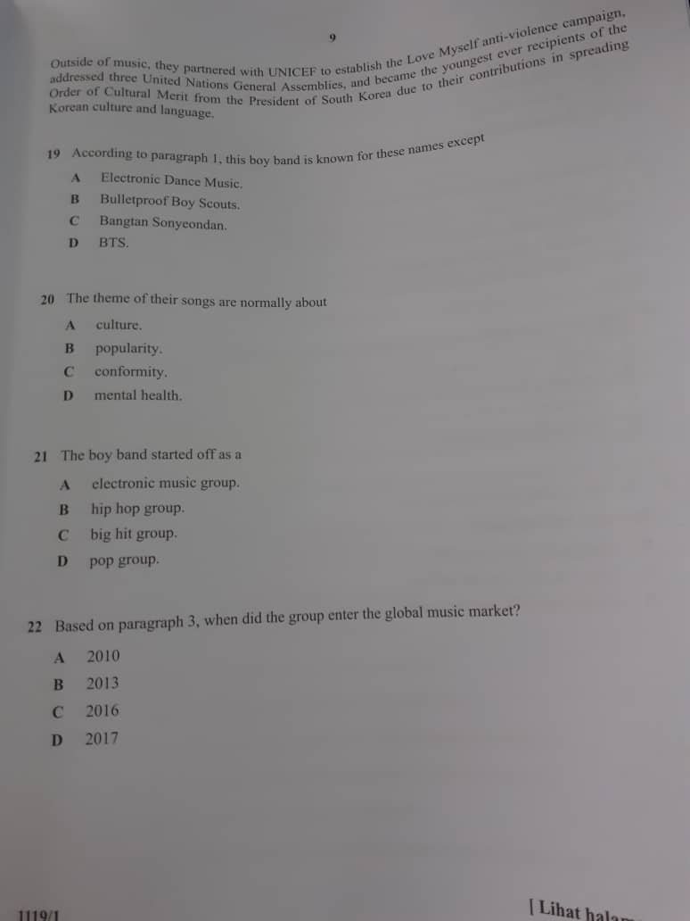 K-pop band bts gets featured in english spm trial paper & m'sian army fans couldn't be happier | weirdkaya