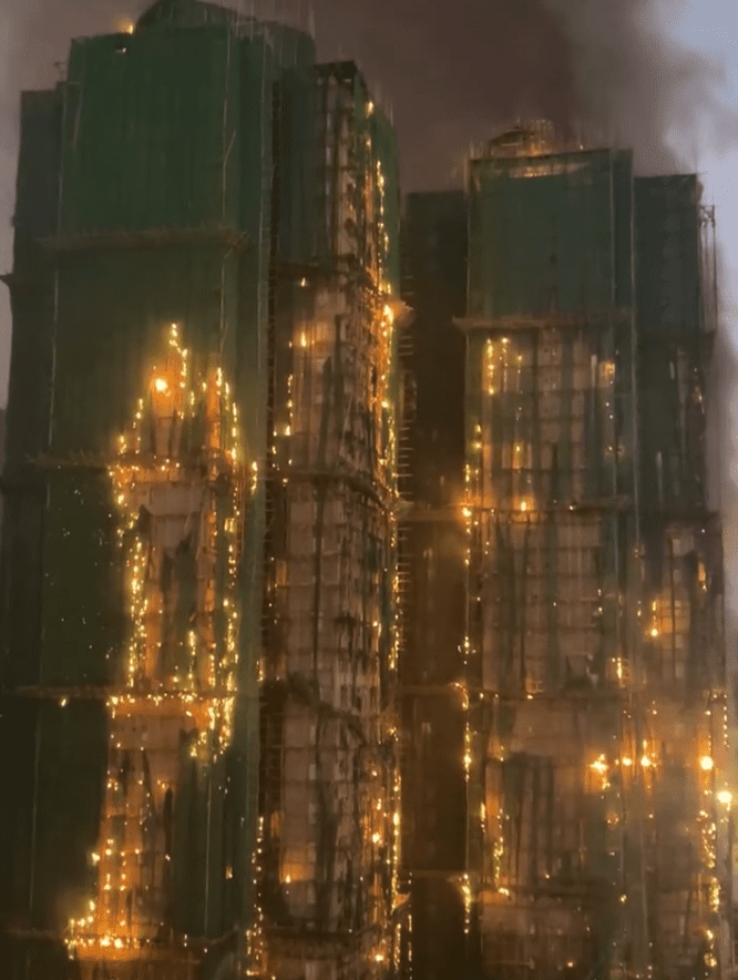 Hong Kong fire on building