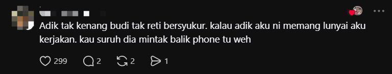 M'sian Woman Says Brother Gave Away Phone She Bought For Him As It Wasn't An iPhone comment 2