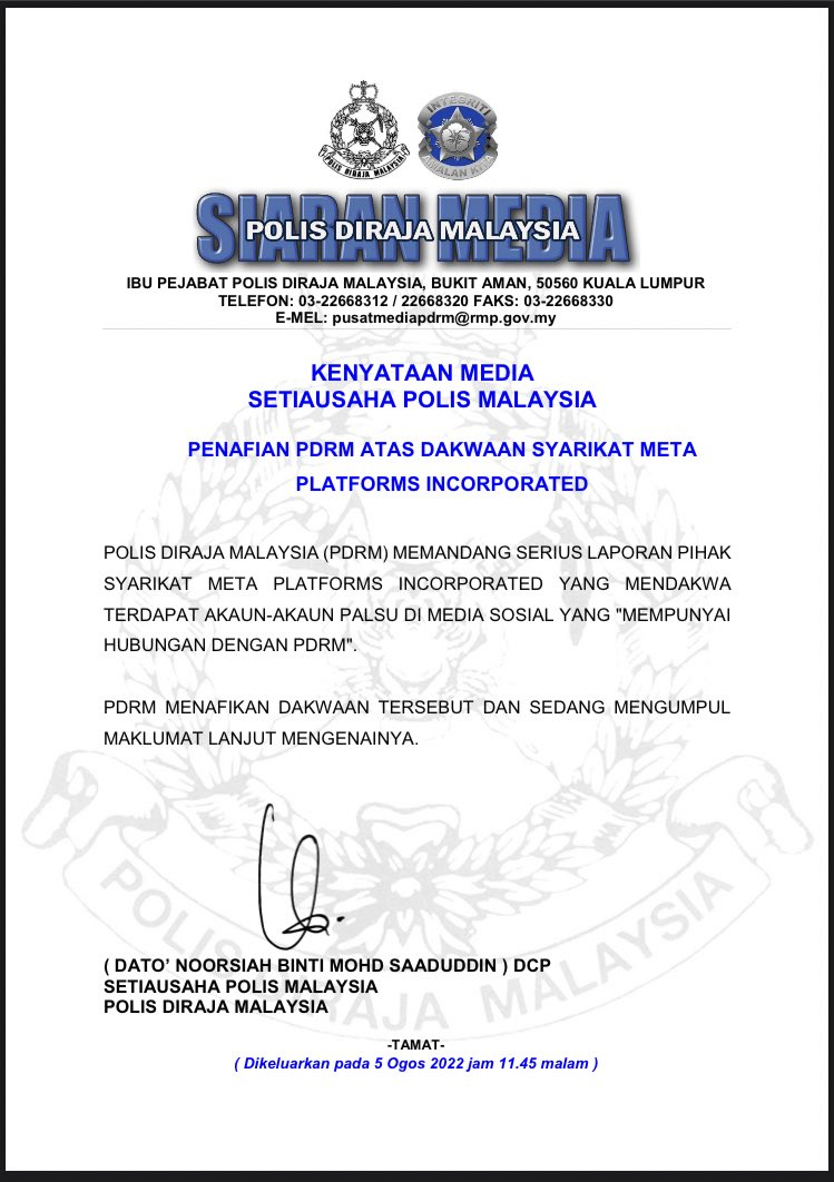 Pdrm statement