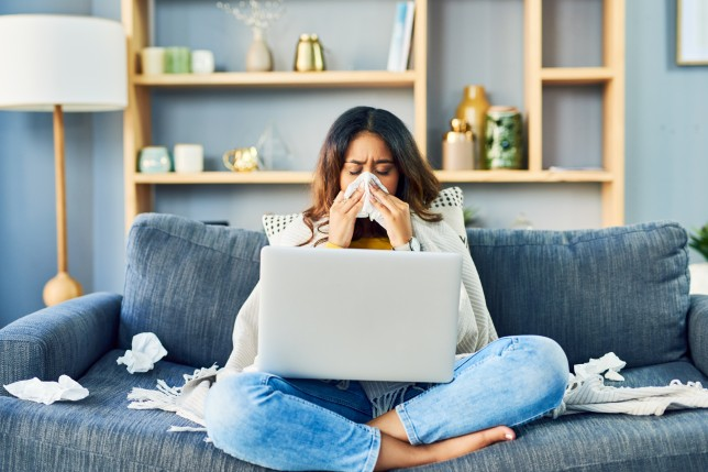 Woman falling sick