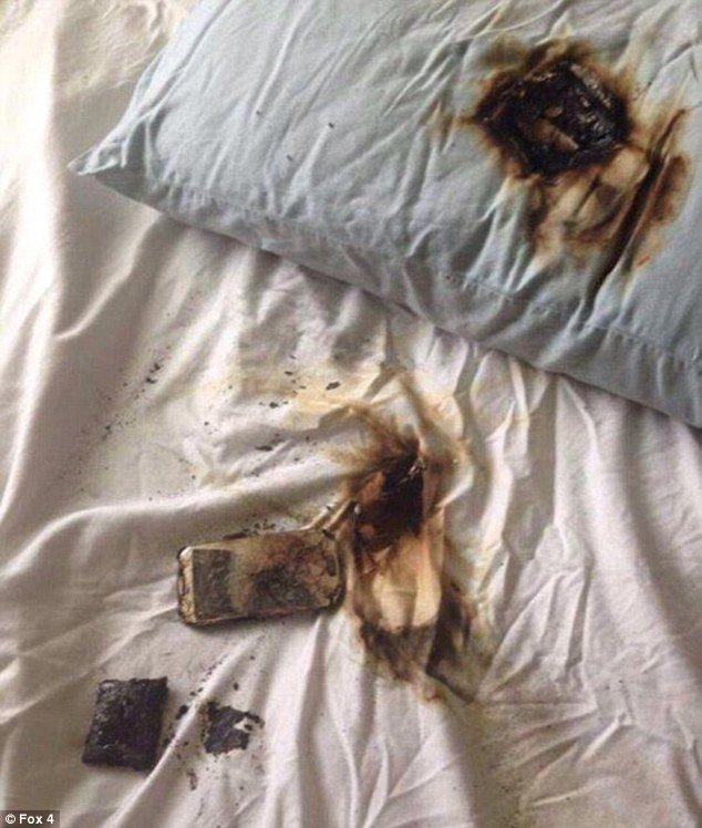 Burn marks left by exploded phone