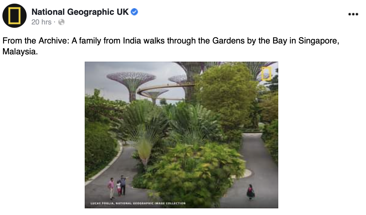National geographic uk mocked by netizens as they indicated gardens by the bay is in singapore in malaysia