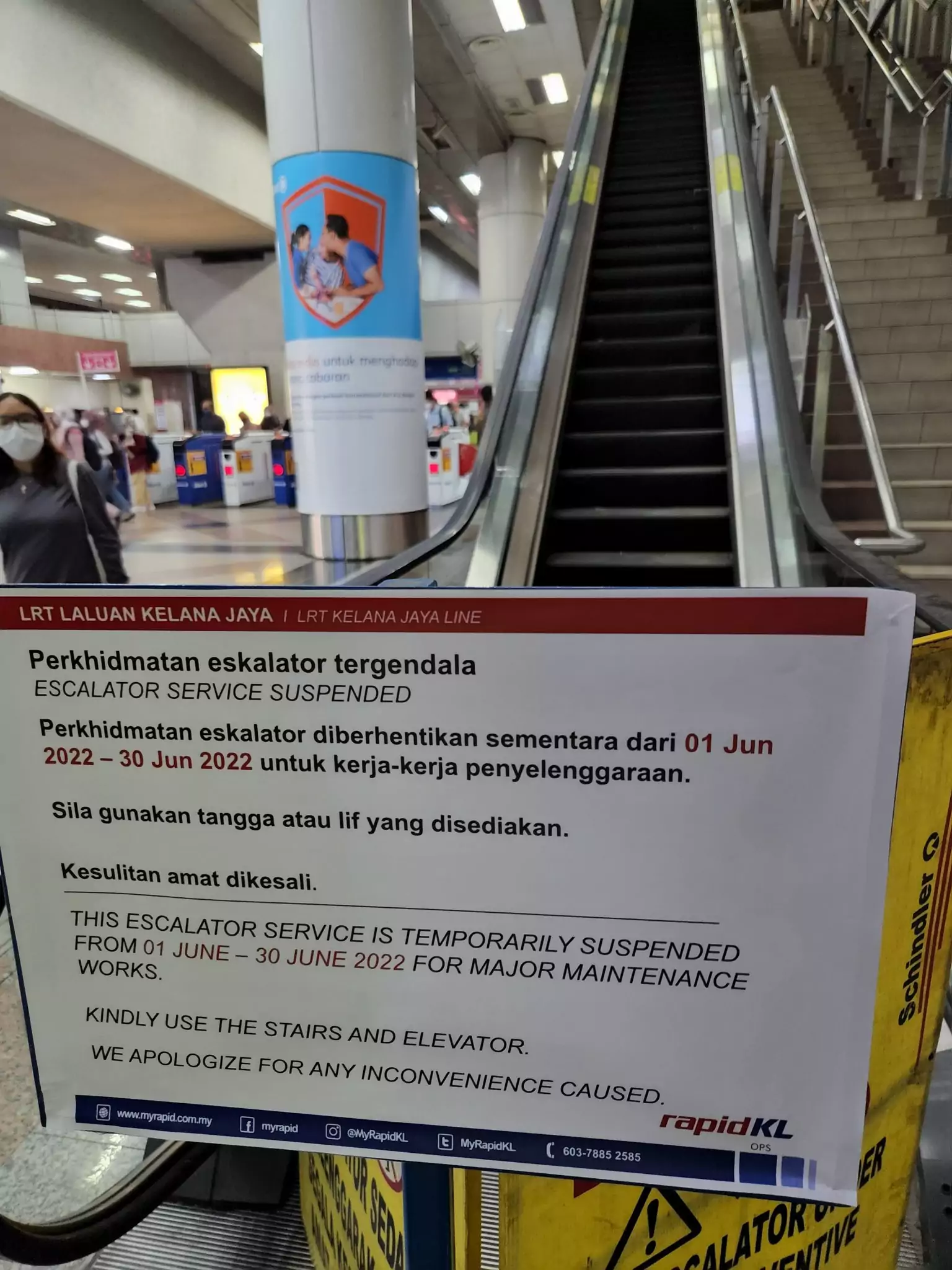 Broken escalator at mrt station