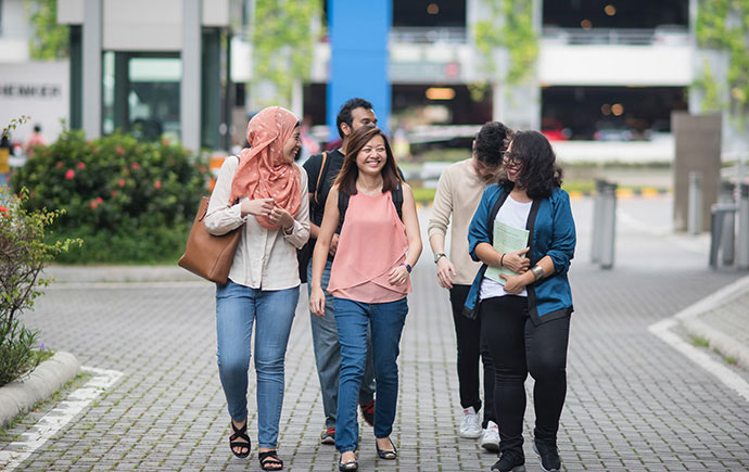 Malaysian uni students walking together