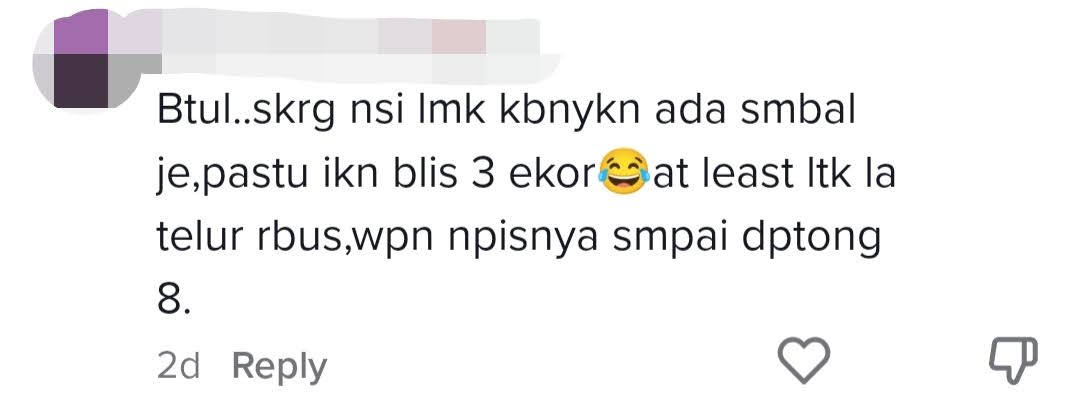 M'sian man baffled by rm2. 50 nasi lemak which only had two ikan bilis & three peanuts