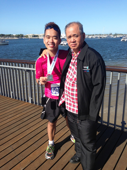 Ck loh and father after gold coast marathon