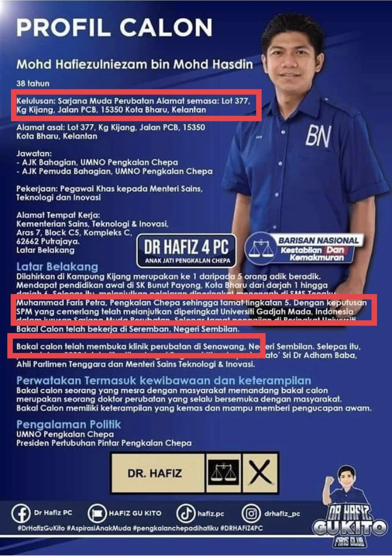 Bn's pengkalan chepa candidate is accused of being a fake doctor