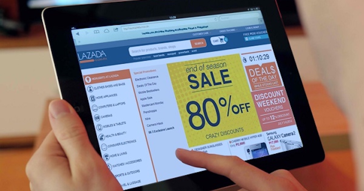 A person using lazada on tablet