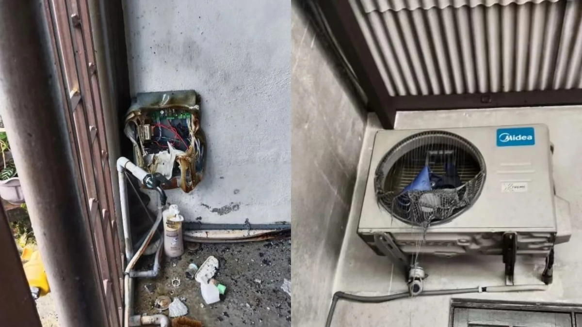 JB woman's aircond destroyed