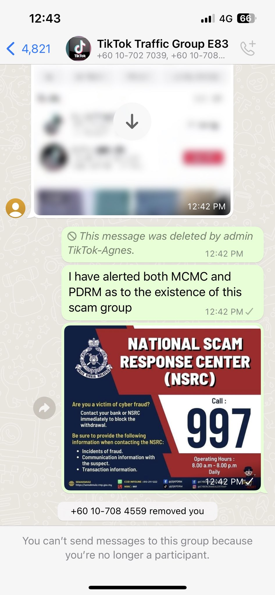 Communications minister gets kicked out of whatsapp group by scammer after he said he contacted police