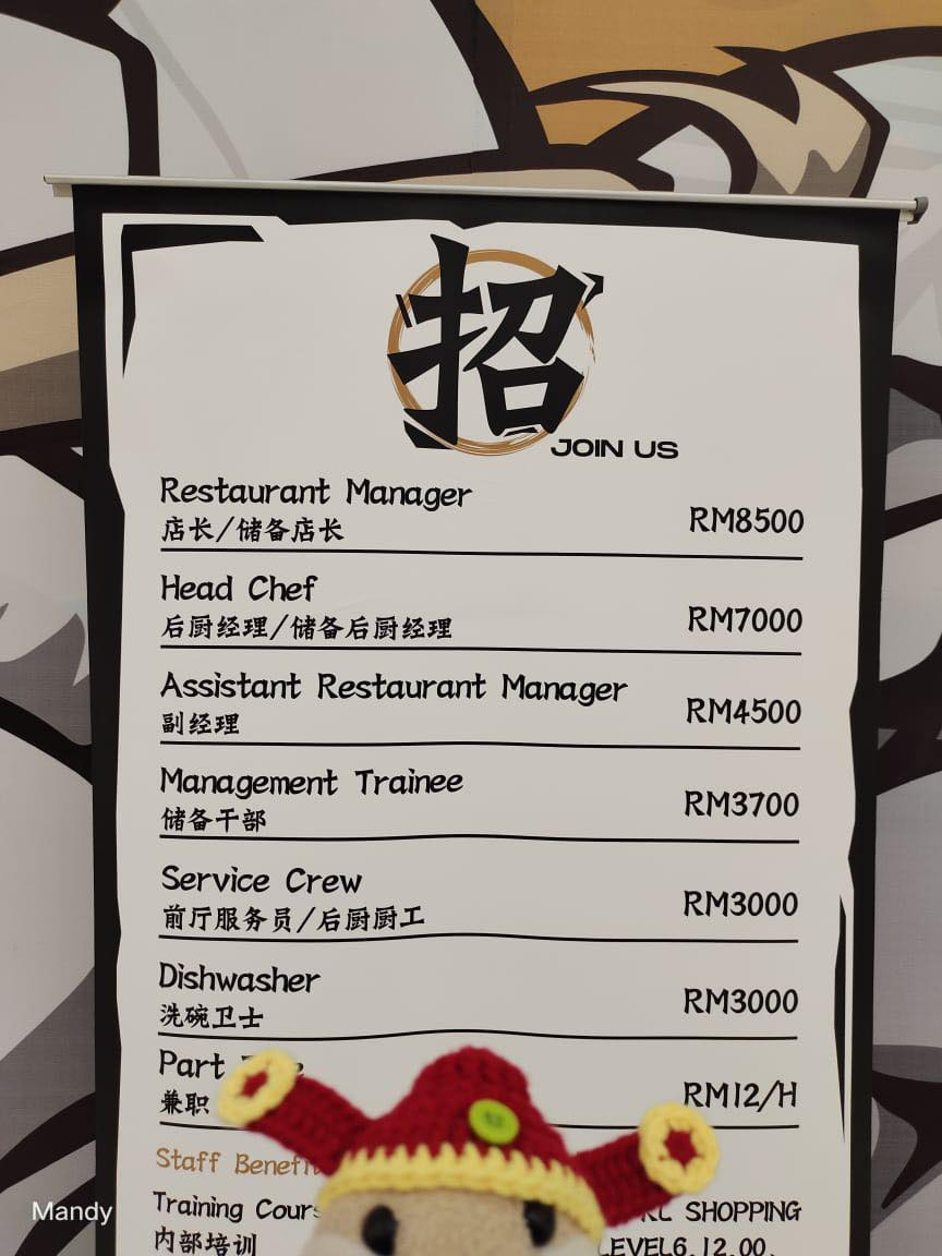 China restaurant opening in pavilion kl offers rm3,000 for dishwasher position