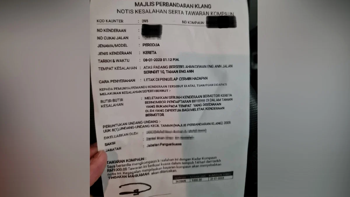 Rm1,000 parking fine