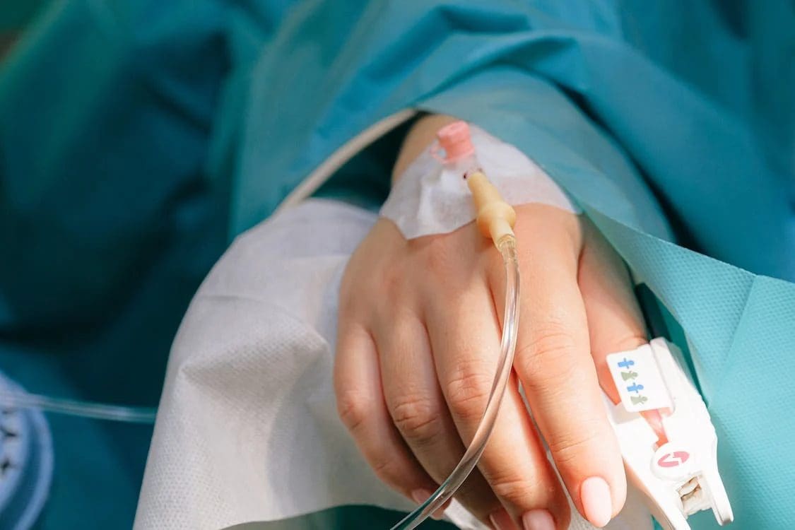 Hospital patient on IV drip