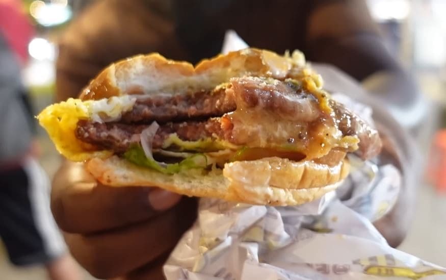 Half-eaten Ramly burger