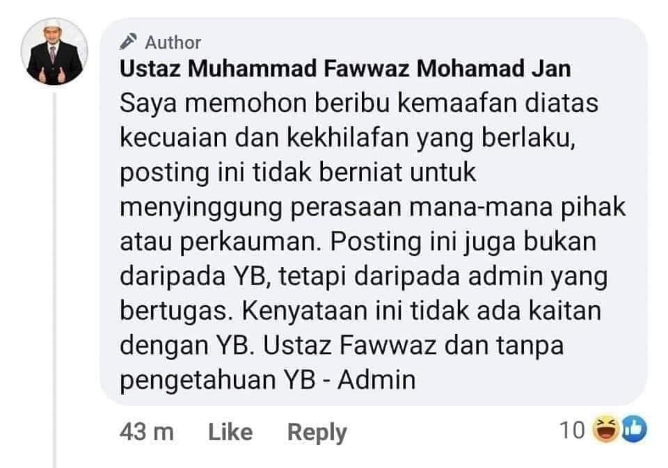 Statement by permatang pauh mp muhammad fawwaz mohamad jan