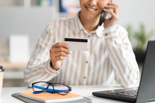 Woman calling the bank