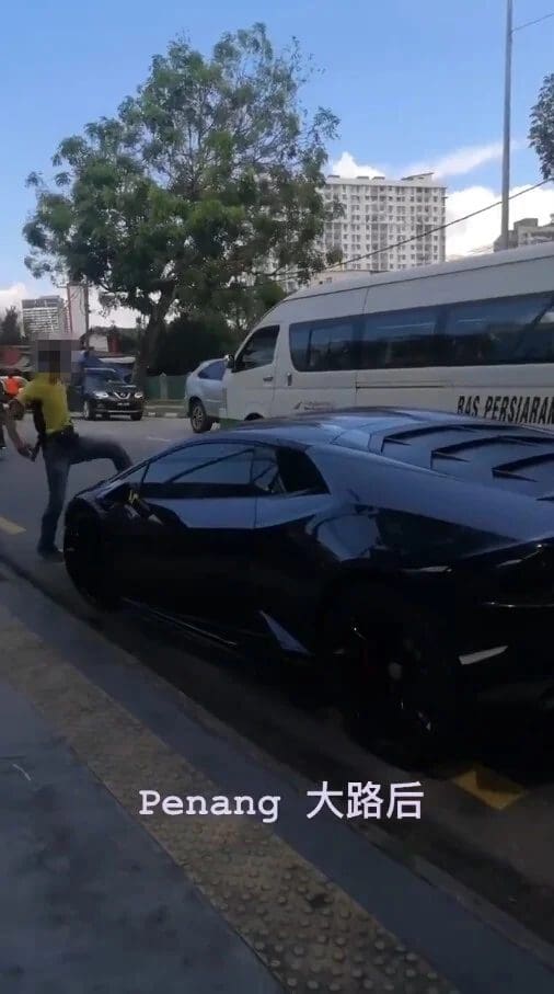 Penang man kicks front bumper of Lamborghini