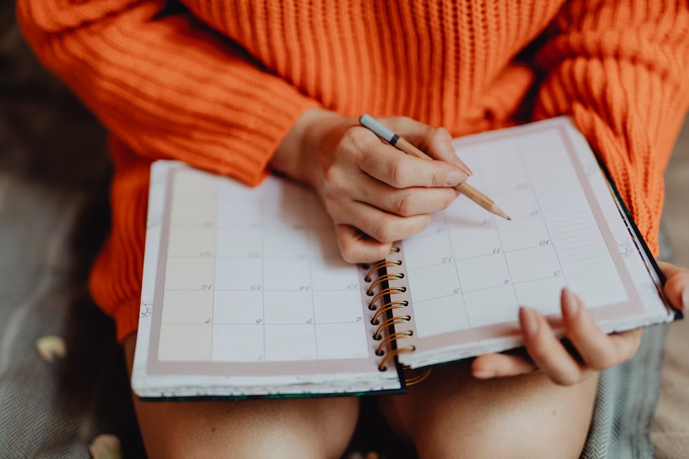 Woman planning a schedule