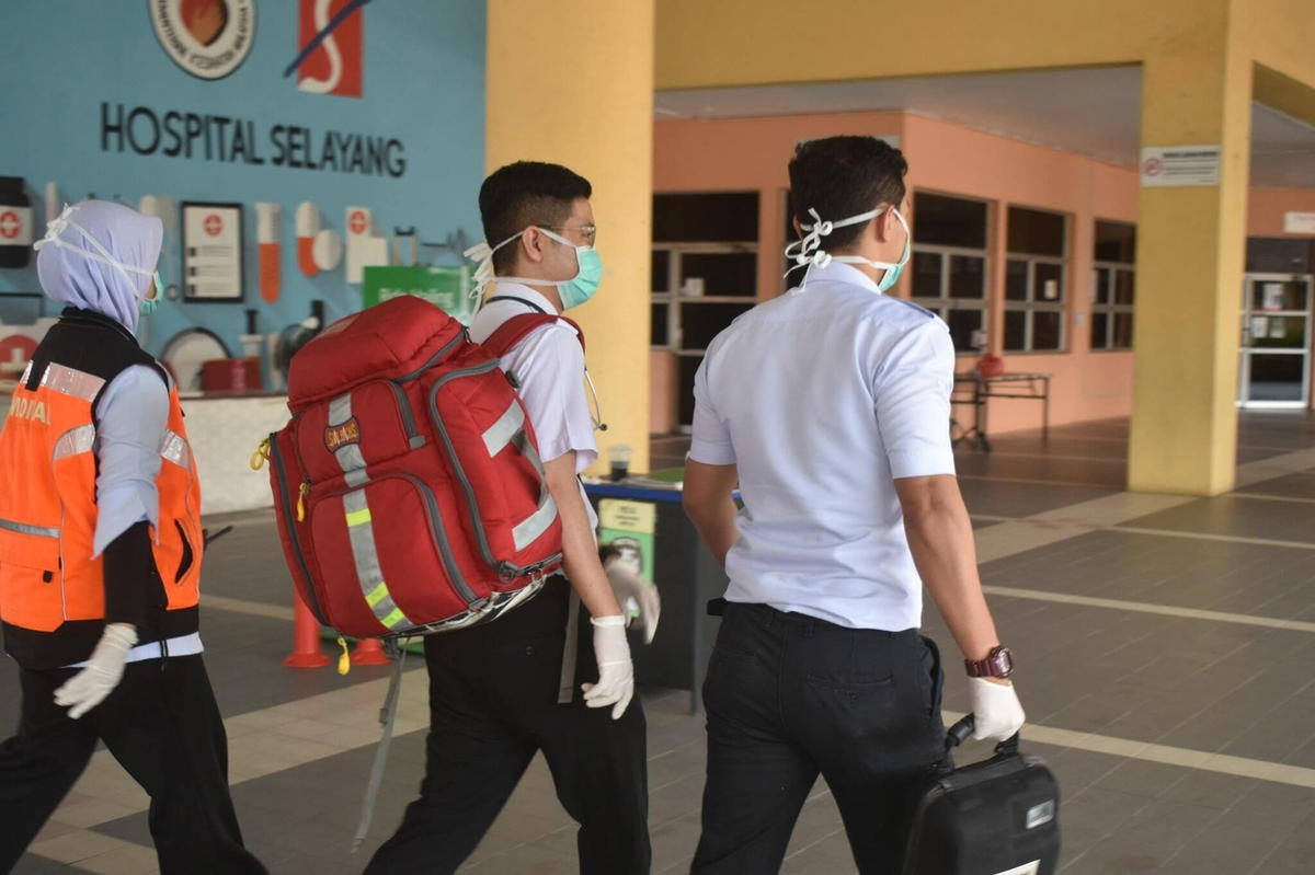 Staff walking at Selayang Hospital