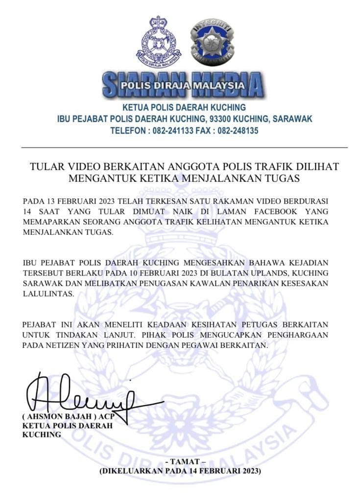Kuching police statement
