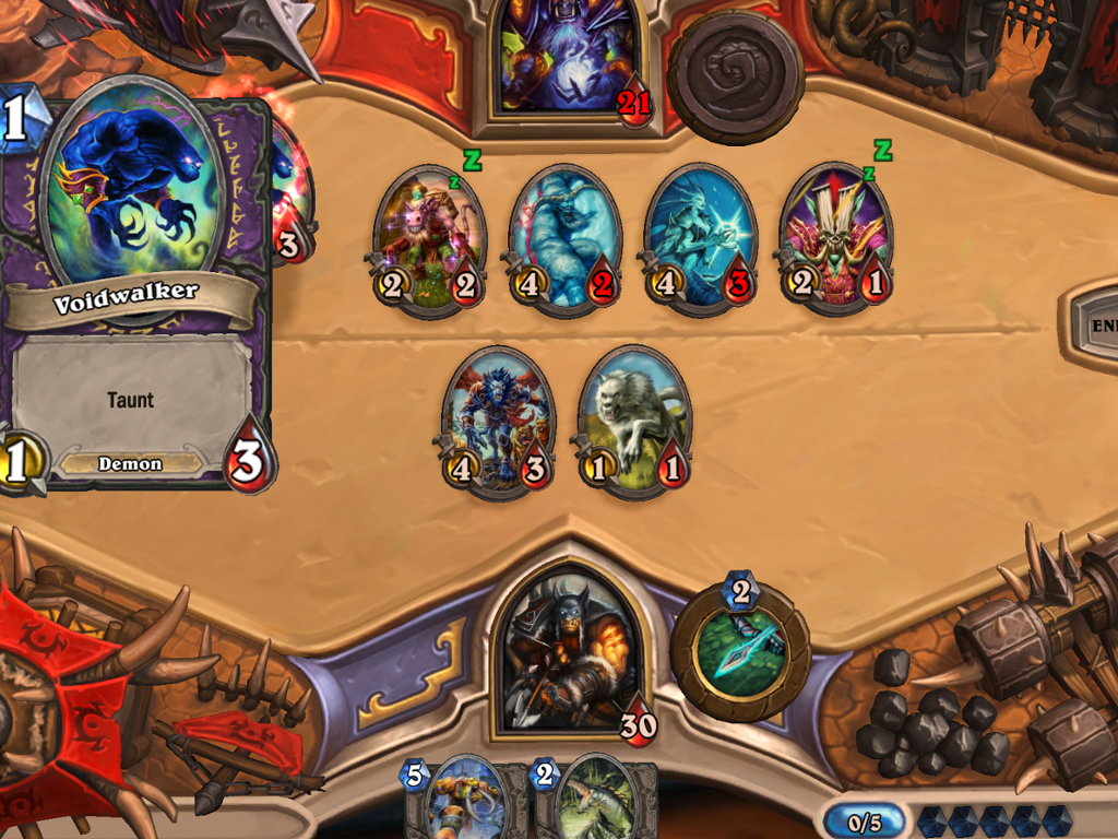 Hearthstone game in play