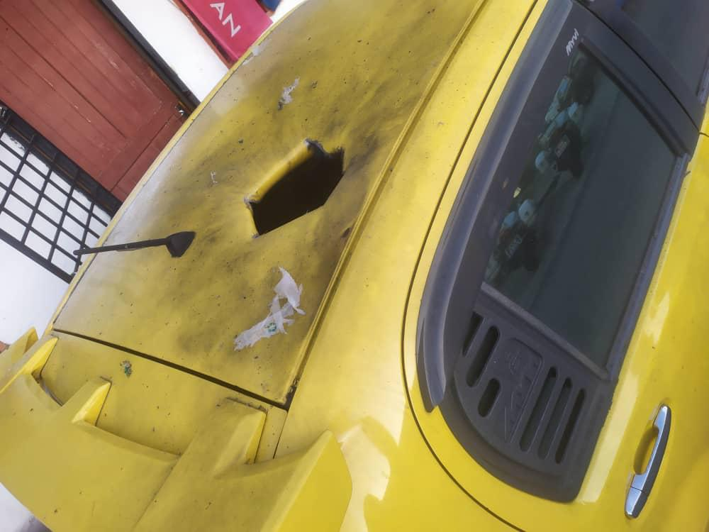 M’sian man’s myvi left with giant hole on roof due to explosives