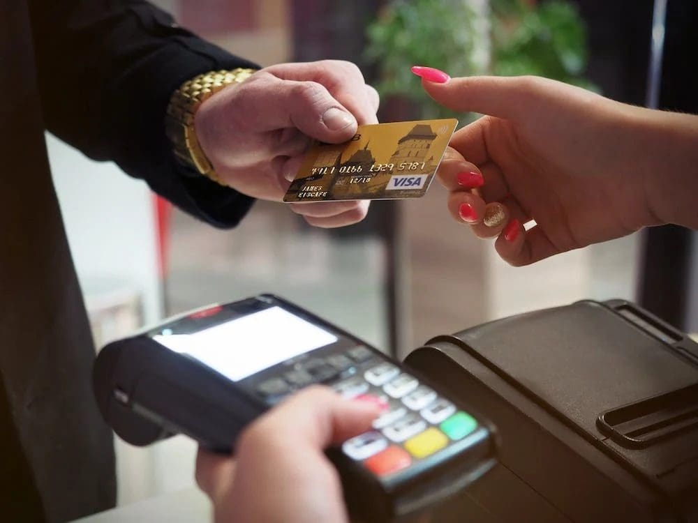 Woman using a credit card