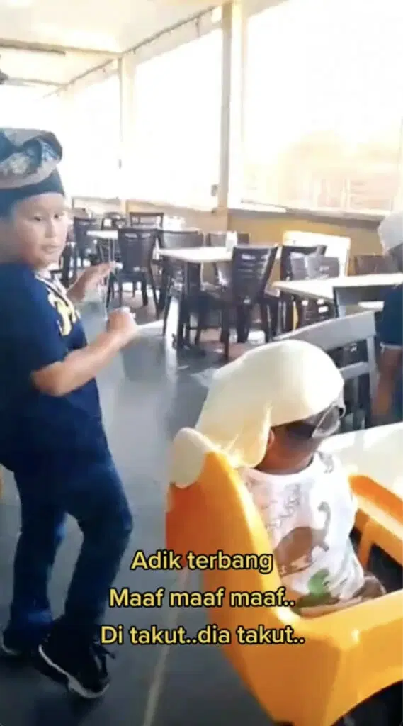 M'sian boy tries to show off roti canai making skills, dough lands on top of baby's head instead
