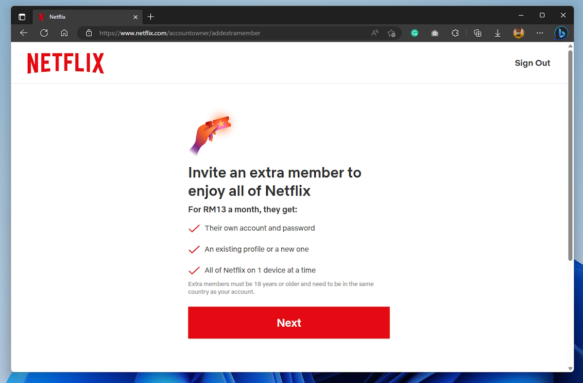 Still sharing your netflix account with others in m'sia? Be ready to fork out an extra rm13 for it
