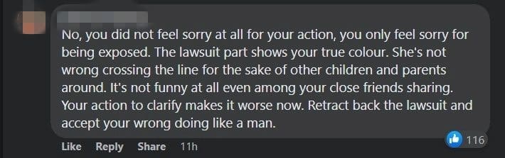 M'sian Violin Teacher Says Sorry For 'S*hai' Remarks, Files Lawsuit Against Woman Who Exposed Him comment 3