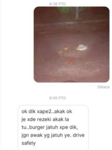 M’sian grabfood rider accidentally scatters order, customer shows concern & tips him instead | weirdkaya