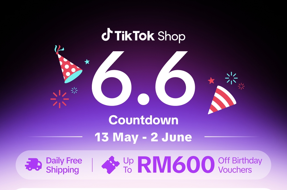 Tiktok shop m'sia 6. 6 countdown celebration poster