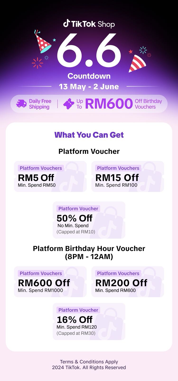 Tiktok shop m'sia 6. 6 countdown celebration vouchers