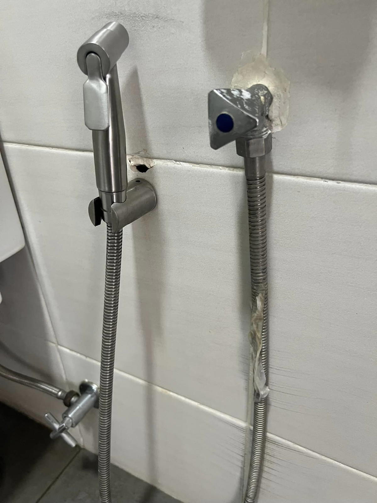 Condom plastered on bidet